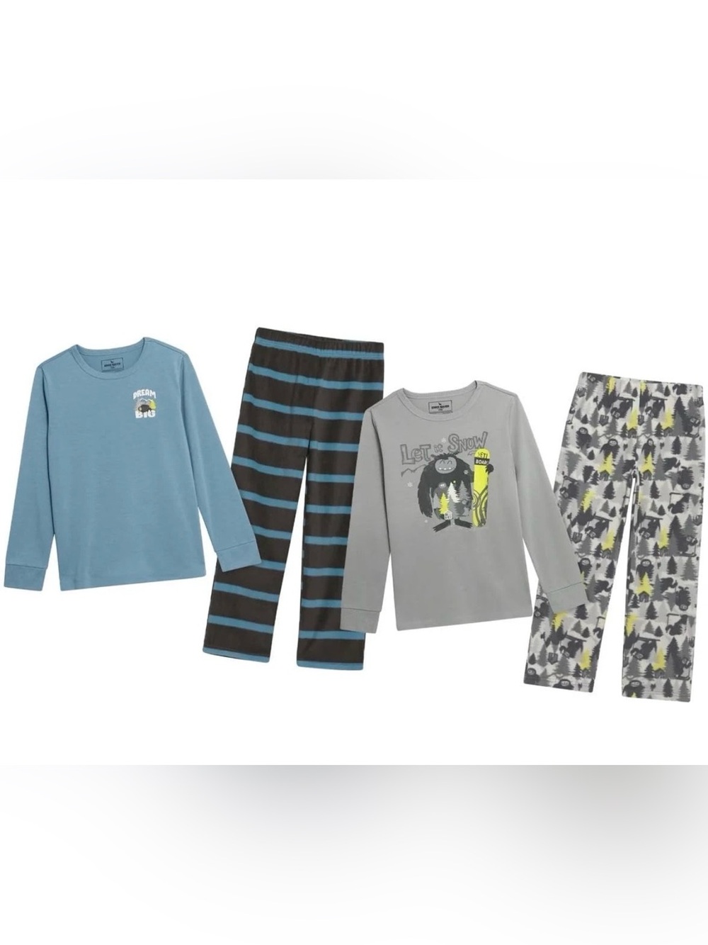 NWT Eddie Bauer Blue and Gray 4-Piece Kids Pajama Set size M 10/12